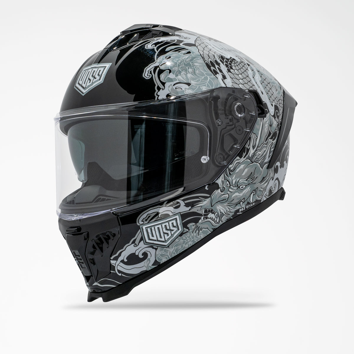 (PRE-ORDEN) Casco Voss 993 Moto-S Irezumi negro brillante (envío a mediados de febrero)