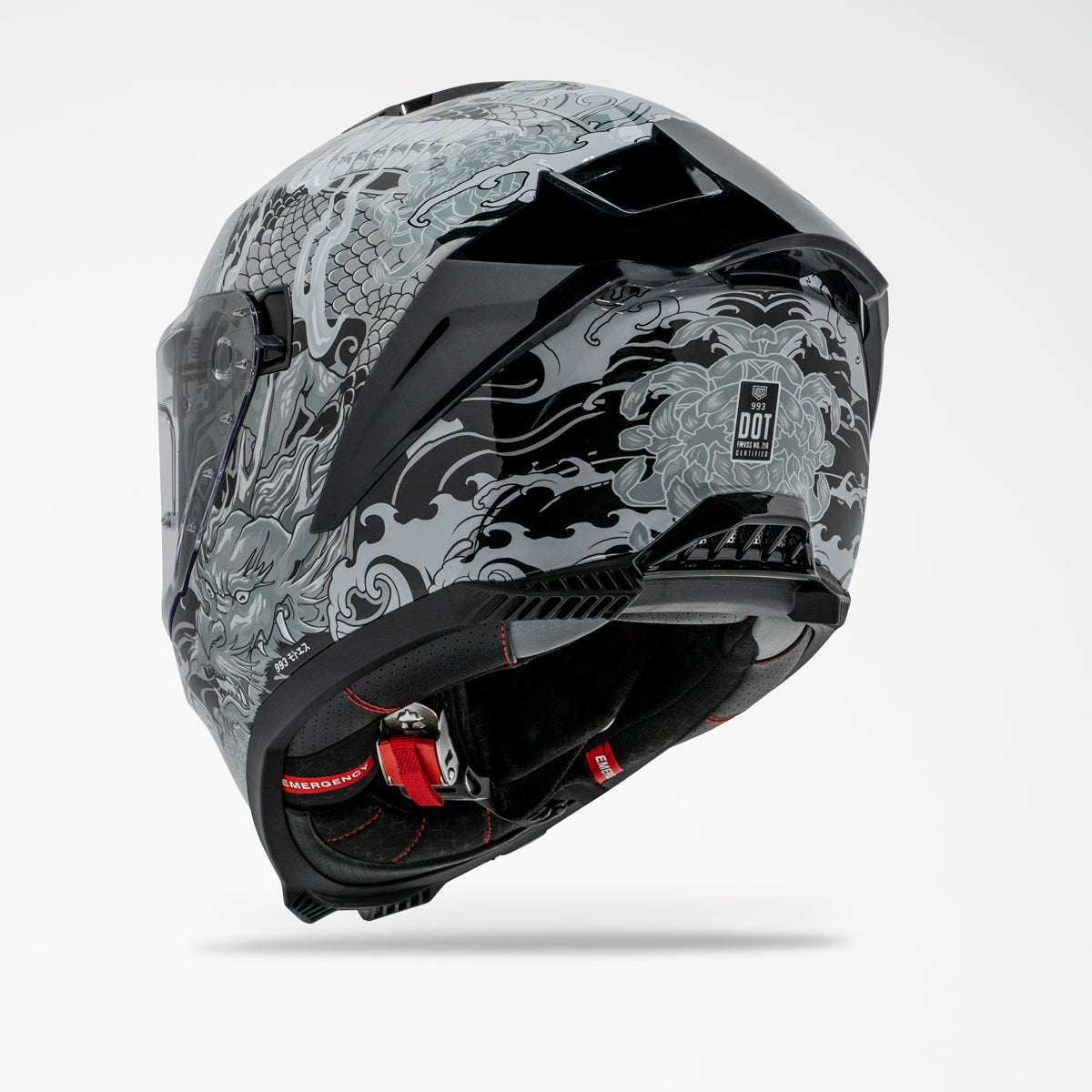 (PRE-ORDEN) Casco Voss 993 Moto-S Irezumi negro brillante (envío a mediados de febrero)