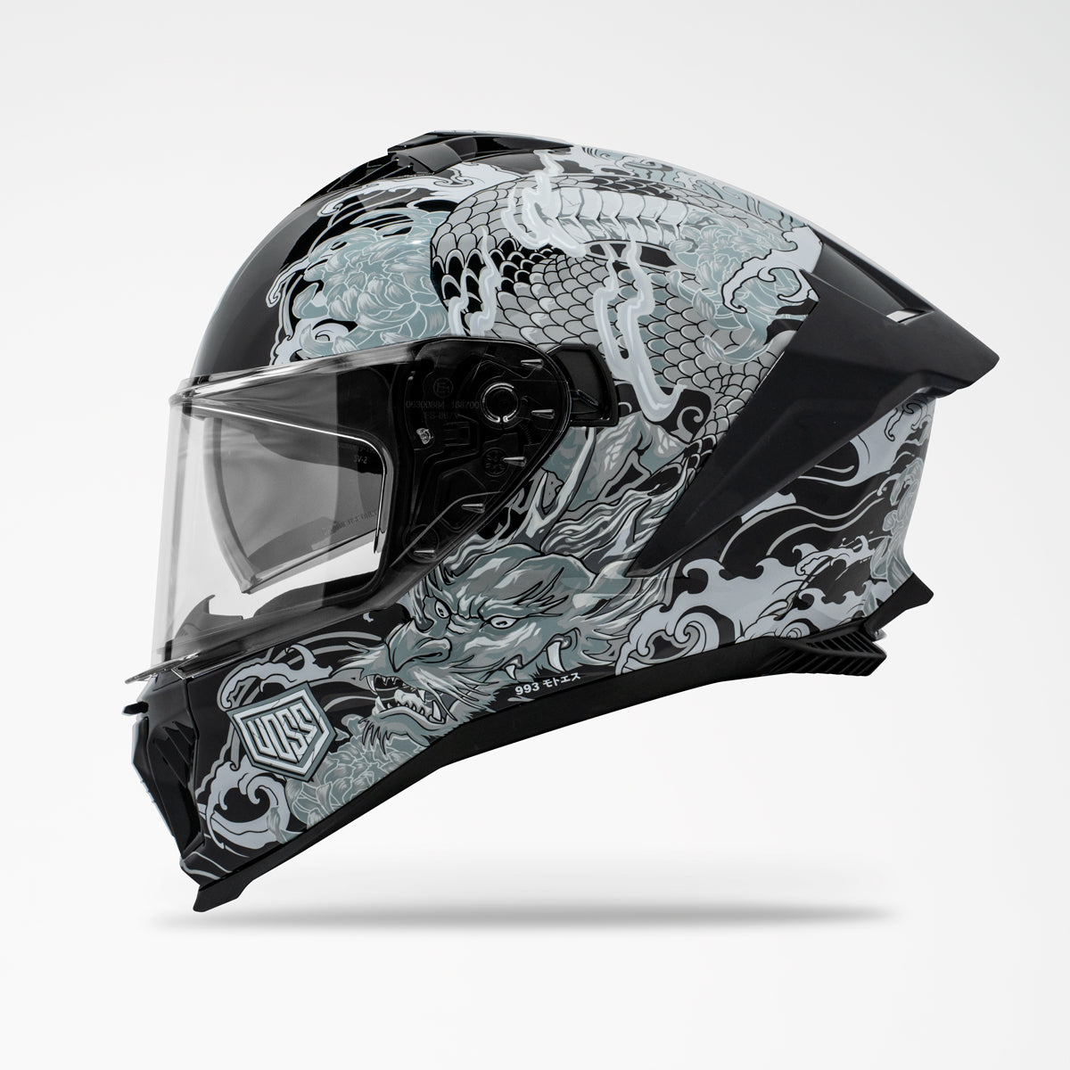 (PRE-ORDEN) Casco Voss 993 Moto-S Irezumi negro brillante (envío a mediados de febrero)