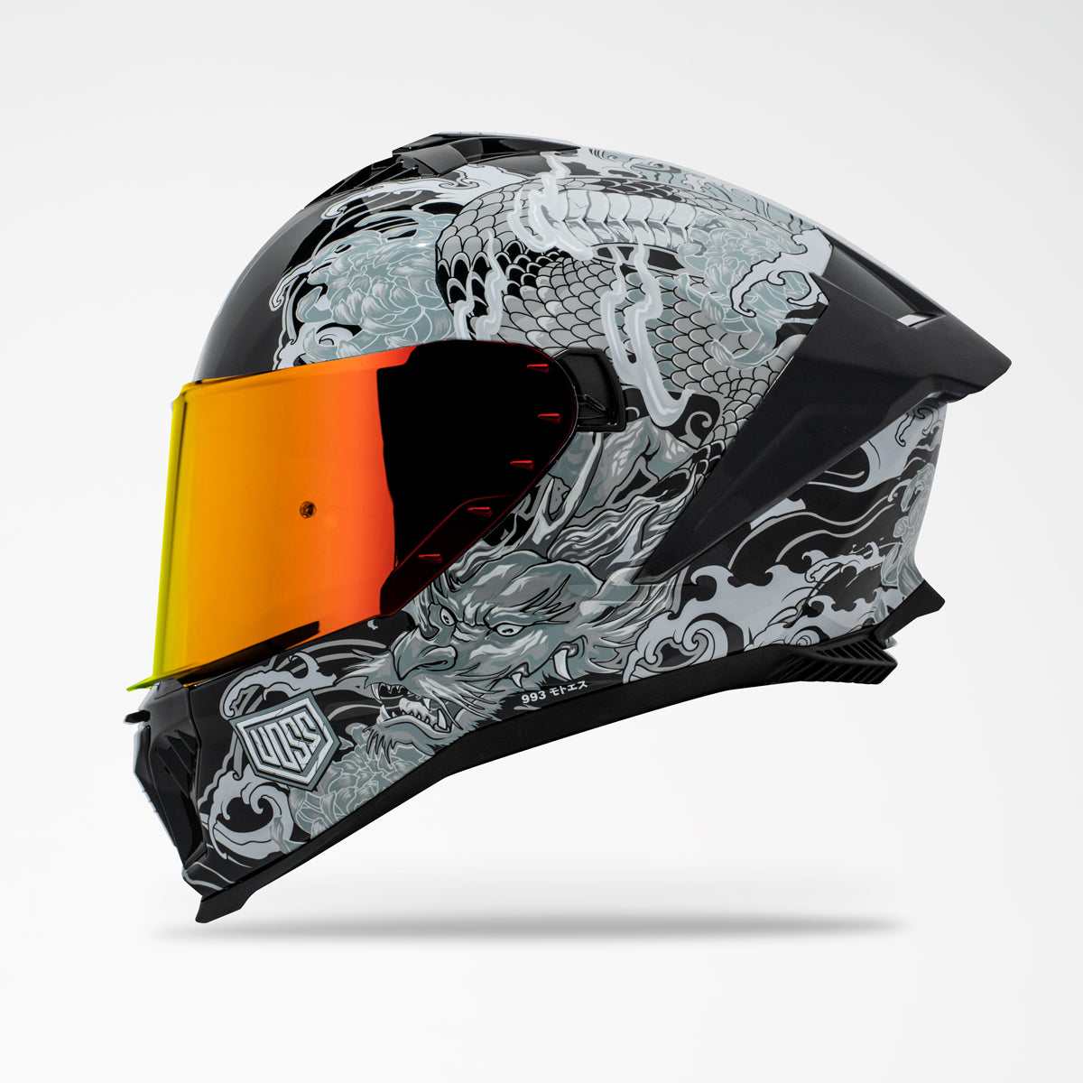 Voss 993 Moto-S Gloss Black Irezumi Helmet