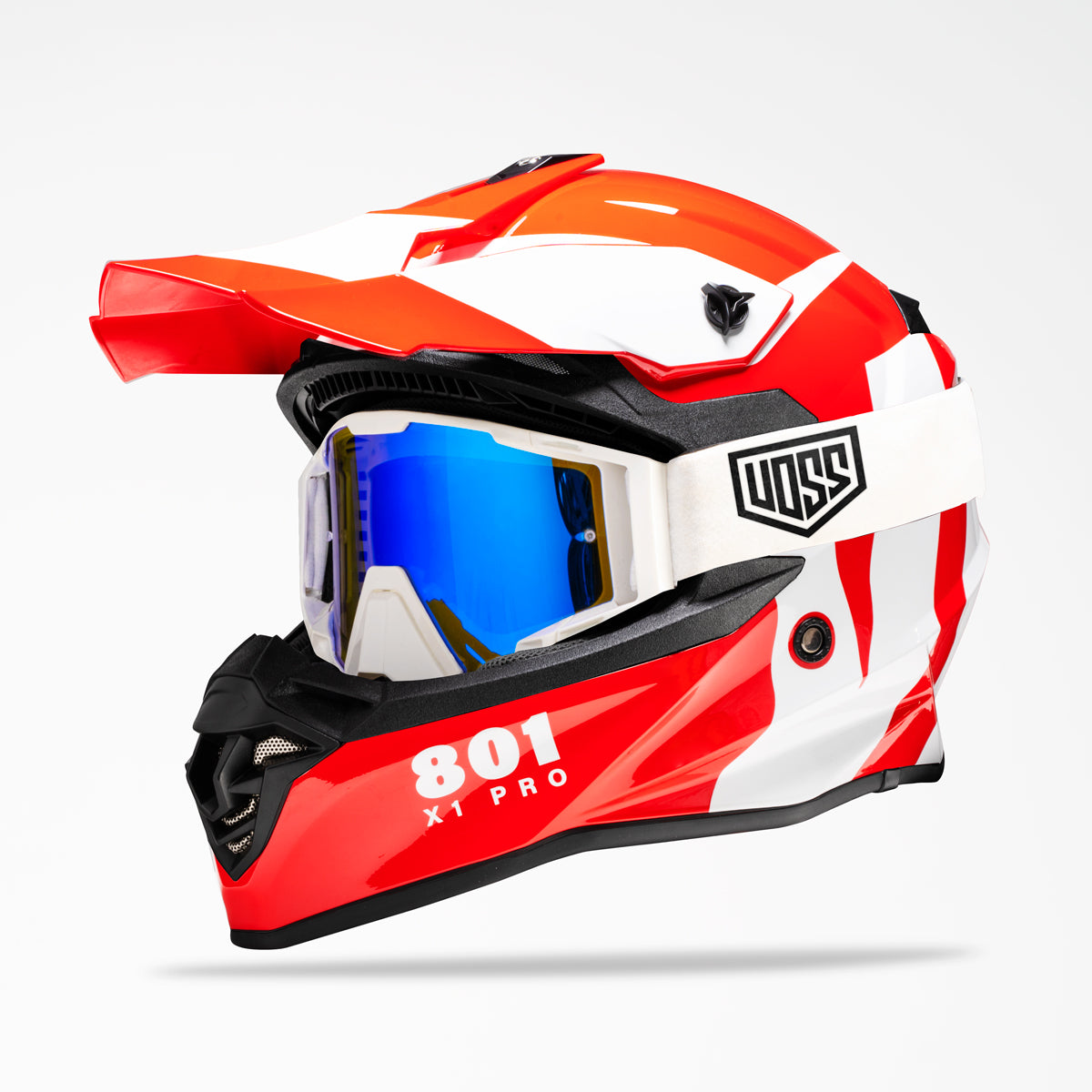 Voss 801 X1 Pro Dirt Red/ White Wavy Helmet